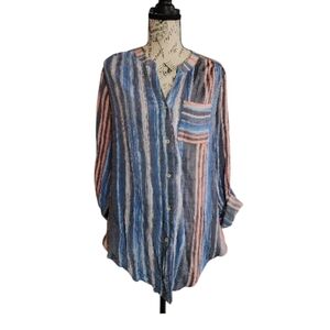 Zac & Rachel Striped Blouse, Size Medium